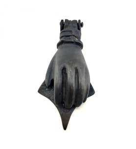 Antika Tarz Dekoratif Pirinç El Kapı Tokmağı, Taktak - 167x75 Mm, Oksit