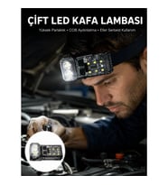 Mey İthalat® 3 Fonksiyonlu LED Far El Feneri Çalışma Lambası Uzun Pil Ömürlü Yeni Nesil