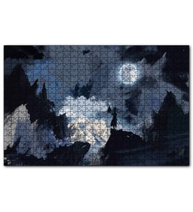 Cakapuzzle Gece Dolunay ve Savaşçı Silüeti  Puzzle Yapboz MDF (Ahşap) (120 Parça)
