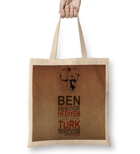 Atatürk 2 Bez Çanta Uzun Saplı