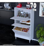 Eliusta Nore 70 cm İki Kapaklı Çift Sepetli Çok Amaçlı Kiler Dolabı Mutfak Banyo Düzenleyici 70x150x32 cm