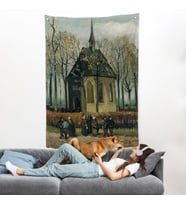 Vincent van Gogh - Cemaat Nuenen'deki Reform Kilisesinden Ayrılıyor Duvar Örtüsü-7466
