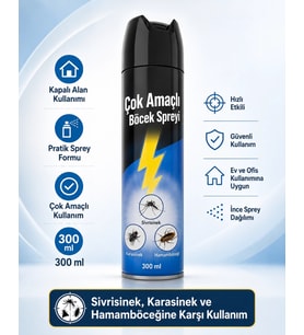 Çok Amaçlı Böcek Spreyi 300 ml Sivrisinek Karasinek Hamamböceği İçin Kapalı Alan Aerosol Sprey