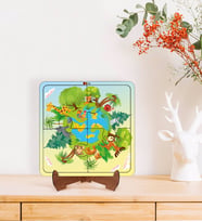 BK Toys Çocuklar İçin 2 si 1 arada Eğitici-Öğretici Ahşap 4 Parça Yapboz Puzzle Çerçeve Model 9