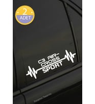 Citroen C3 Aircross Nabız Kalp Atışı Ritim C3 Aircross Araç Uyumlu Oto Sticker 2 Adet Beyaz 20*7CM