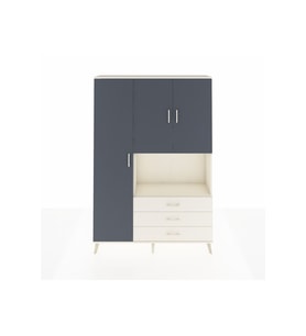 Arges Dolap 6 Raflı 3 Çekmeceli 3 Kapaklı 132x30x195 Aytaşı-Antrasit/Aytaşı