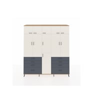 Hyperion Dolap 8 Raflı 8 Çekmeceli 3 Askılı 220x44x243 Çam-Aytaşı/Antrasit