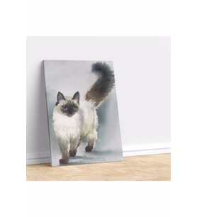 Suluboya Kedi Temalı Kanvas Tablo
