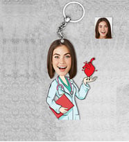 Kişiye Özel Kadın Doktor Ahşap Anahtarlık-11