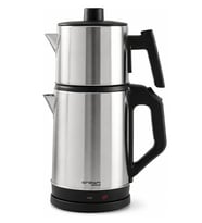 Crwn 1500W Paslanmaz Çelik Otomatik Çay Makinesi 1.8L + 0.8L Çelik Demlikli Çaycı