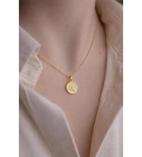 Kişiye Özel 925 Ayar Gümüş Akrep Burcu Sembol Kolye (Gold)