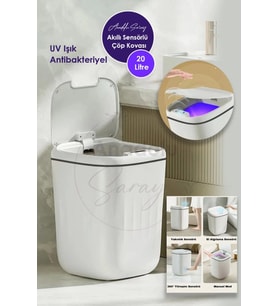 20L Akıllı UV Işık Sensörlü Çöp Kutusu, Ofis ve Banyo Kullanımı
