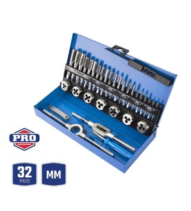 WORKPRO WP309008 32 Parça Profesyonel Metrik Kılavuz ve Pafta Takımı Diş Açma Seti