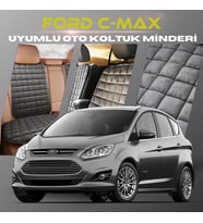 Ford C-MAX Antrasit Renk Tay Tüyü Cepli & Terletmez Sırtlı Oto Koltuk Minder Seti - Koltuk Koruma Kılıfı (ÖN & ARKA TAM SET)