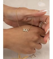 Kişiye Özel Halloween Boo Tasarım Kolye 925K Gümüş (Gold)