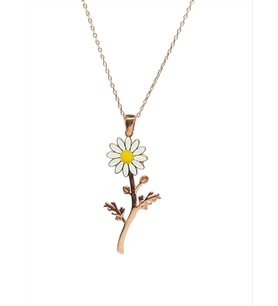 925 Ayar Gümüş Rose Kaplama Papatya Kolye
