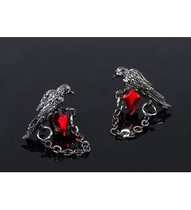 DÜKKAN DESİGN LOVE and DEEP SPACE BLACK CROW EARRİNGS KÜPE