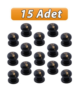 15 Adet Asya Kulp Siyah Polimer Düğme Kulp Siyah Tabla Mobilya Mutfak Dolabı Çekmece Kulbu Kulpları