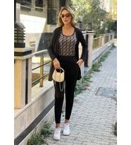 Kadın Uzun Kollu Krep üçlü Takım