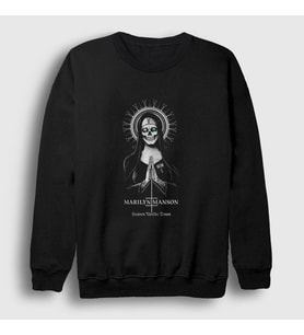 Presmono Unisex Siyah Upside Down Marilyn Manson Sweatshirt 38885tt