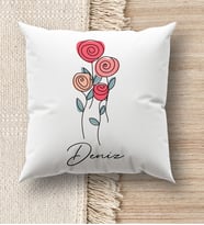 BK Gift Kişiye Özel İsimli Beyaz Kırlent Yastık, Ev Hediyesi, Ev Dekorasyonu, Dekoratif Hediye (Model 18)