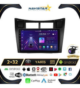 Toyota Yaris 2005-2012 Model 2+64GB Android 13 Kablosuz Carplay Navigasyon Multimedya Sistemi