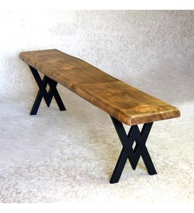 Doğal Ağaç Masif Bank Bench 130 cm( Metal Ayak )