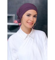 Violet Pratik Hazır Geçmeli Tesettür Bone Sandy Kumaş Pileli Nervürlü Güllü 1806_21
