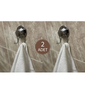 Krom Vakumlu Banyo Havlu Askısı 2 Adet Gönderilir (Gümüş)
