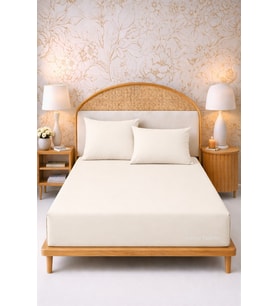 MORE  HOME Çift Kişilik Lastikli  Çarşaf  Seti  + 2 YASTIK KILIFI 180x200 Krem