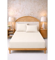 MORE  HOME Çift Kişilik Lastikli  Çarşaf  Seti  + 2 YASTIK KILIFI 180x200 Krem