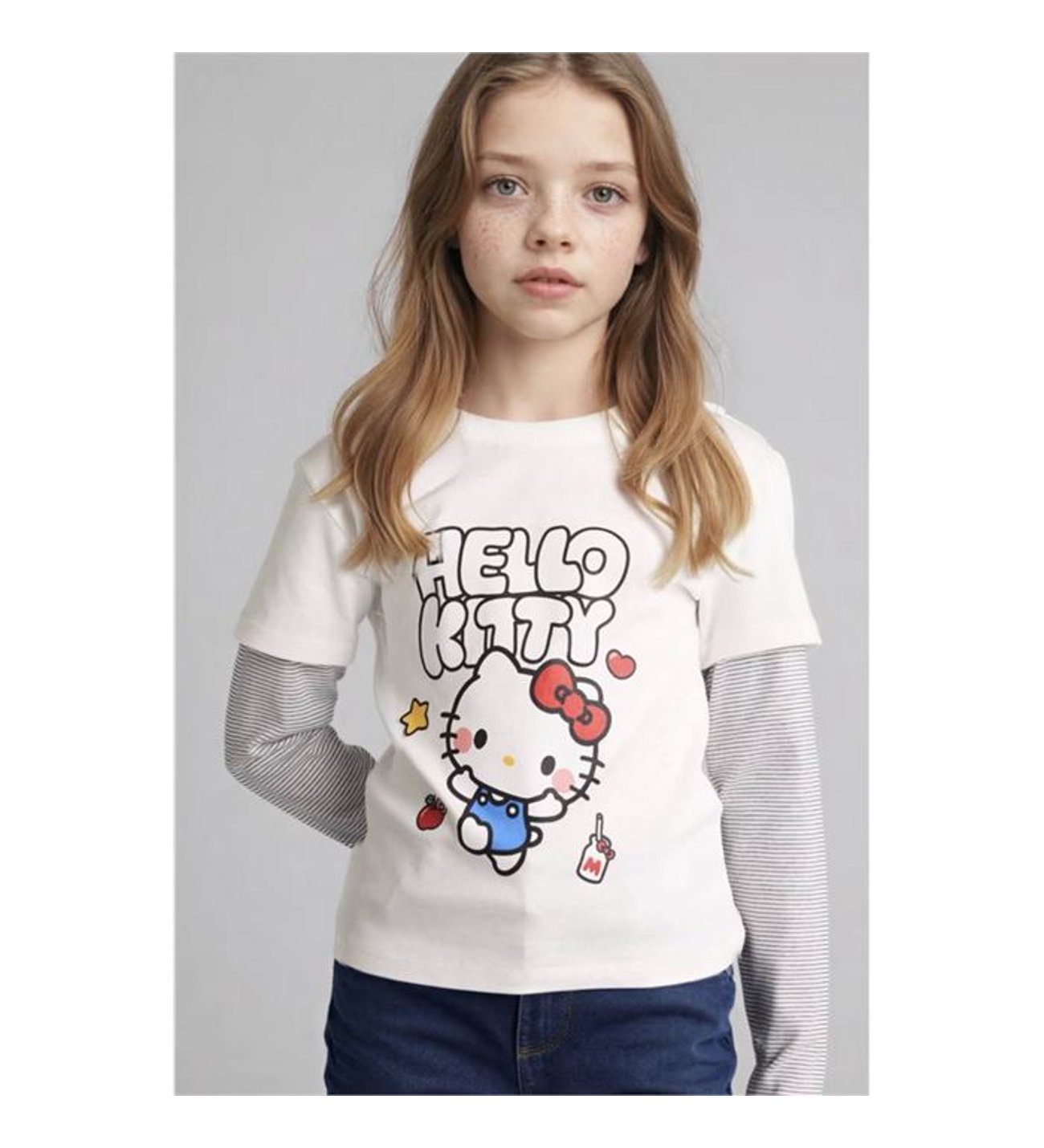 Defacto Hello Kitty Ekru Kız Çocuk Uzun Kollu T-shirt G6882A8/ER105