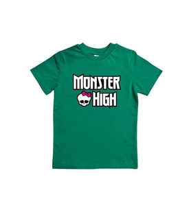 MONSTER HIGH baskılı pamuklu penye kumaş yazlık çocuk tişört (Yeşil)