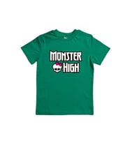 MONSTER HIGH baskılı pamuklu penye kumaş yazlık çocuk tişört (Yeşil)
