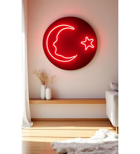 Destina Ahşap Atatürk ve Bayrak Temalı Neon Led Lamba-Duvar Neon Led Tablo- 45cm*45cm