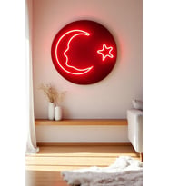 Destina Ahşap Atatürk ve Bayrak Temalı Neon Led Lamba-Duvar Neon Led Tablo- 45cm*45cm