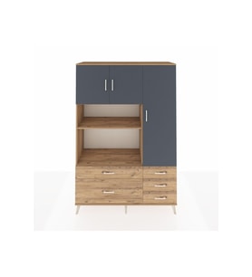 Hyperion Dolap 7 Raflı 5 Çekmeceli 3 Kapaklı 132x44x195 Çam-Antrasit/Çam