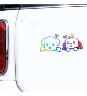 Lover Iki Köpek Hayvan Oto Araba Tampon Sticker 1