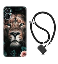 Tecno Spark 9T Kılıf Resimli Boyun Askılı İpli Desenli Silikon Leon Flowers 1307