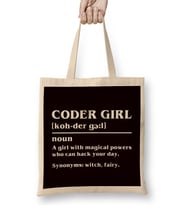 Coder Girl Definition Coding Programmer Developer Software Bez Çanta Uzun Saplı
