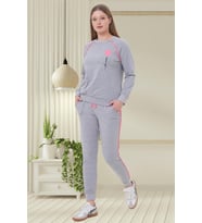 Mecit 6200 Bayan Gri Spor Uzun Kollu Pijama Takımı
