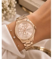 Ferrucci Spor Model Rosegold Çelik Kordon ve Kasa Kadın Kol Saati+Bileklik Hediye
