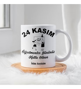 Öğretmenler Günü İçin Kişiye Özel Porselen Kupa Bardak - BY-KP-0000287 (Beyaz)