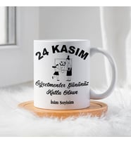 Öğretmenler Günü İçin Kişiye Özel Porselen Kupa Bardak - BY-KP-0000287 (Beyaz)