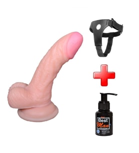 OdinsShop 13 cm Belden Bağlamalı Yeni Nesil Realistik Penis + Kemer + Kayganlaştırıcı