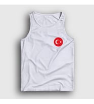 Presmono Unisex Beyaz Türk Bayrağı Ay Yıldız Yuvarlak Logolu Atlet 444730tt (Beyaz)