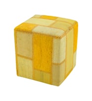 SARI RENKLI KİLİMDEN ÜRETİLMİŞ PUF 35X40 CM
