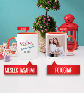 Çocuk Gelişimi Uzmanı Kupa Bardak Turuncu Fotoğraflı