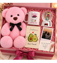 Kız Kardeşe Özel Hediye Kutusu Pembe Peluş Ayıcık Kar Küresi Kupa Best Friends Defter Kişiye Özel Fotoğraf