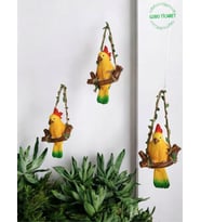 Goboticaret 3 Adet Dekoratif Sallanan Duvar ve Bahçe Süsü Kuş Biblo Farklı Renk Seçenekleri 13*9 cm (Sarı)